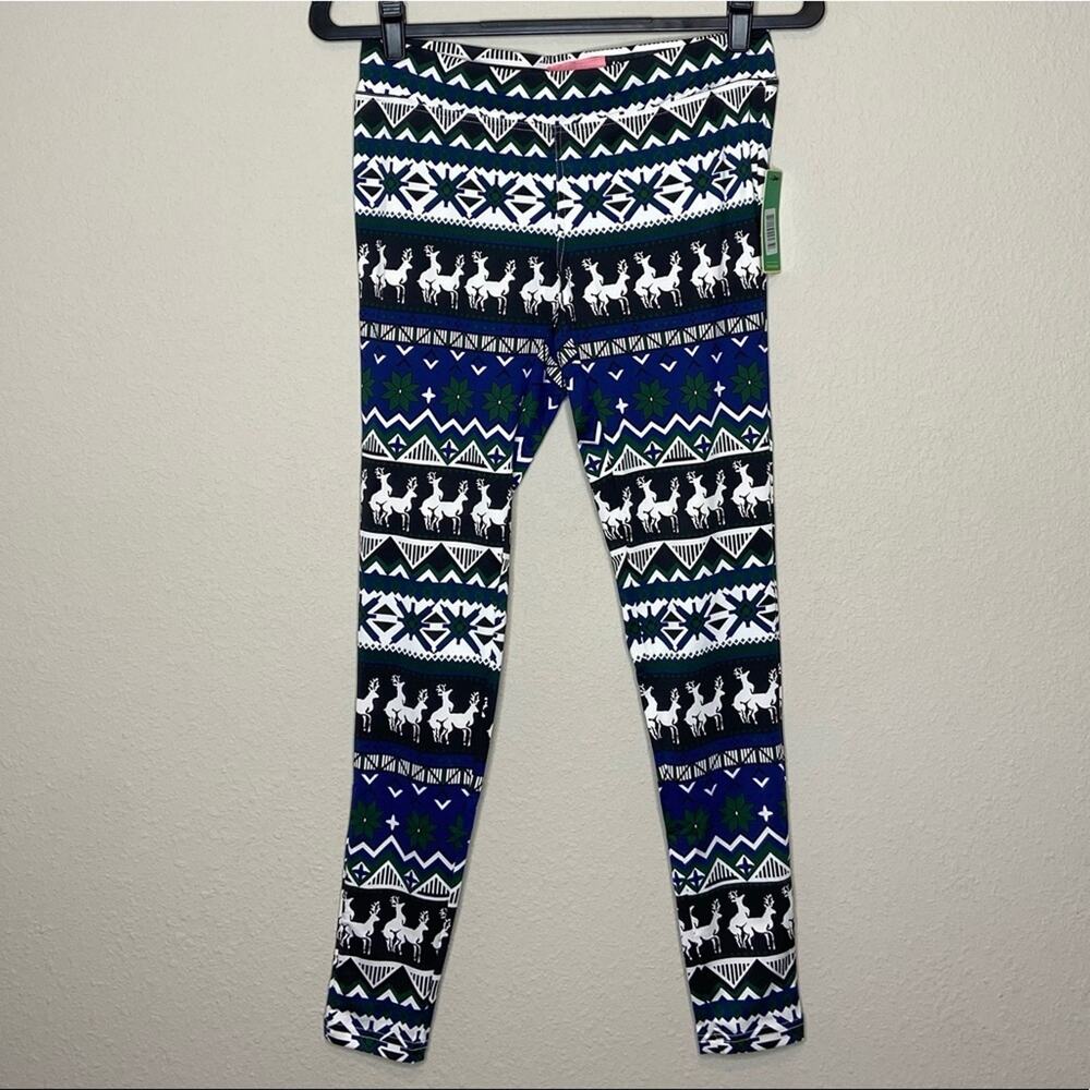 NWT TIPSY ELVES Naughty Deer Christmas Leggings Medium Holiday Reindeer